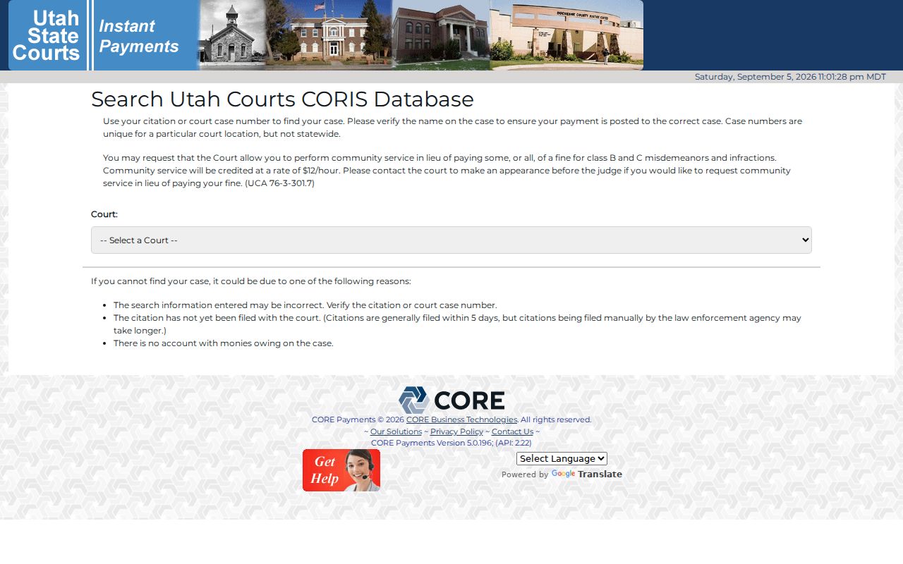 Altamont traffic court record lookup in Core CORIS