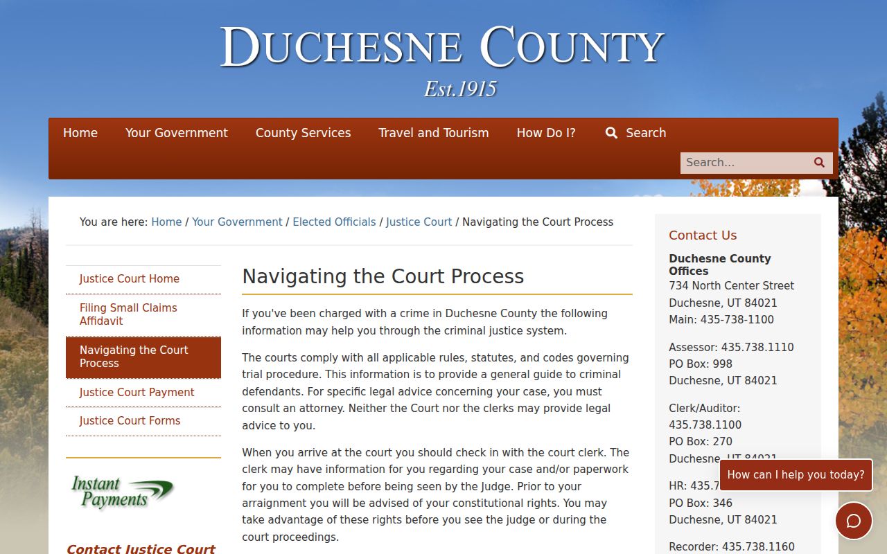 Duchesne County Justice Court criminal process through sentencing