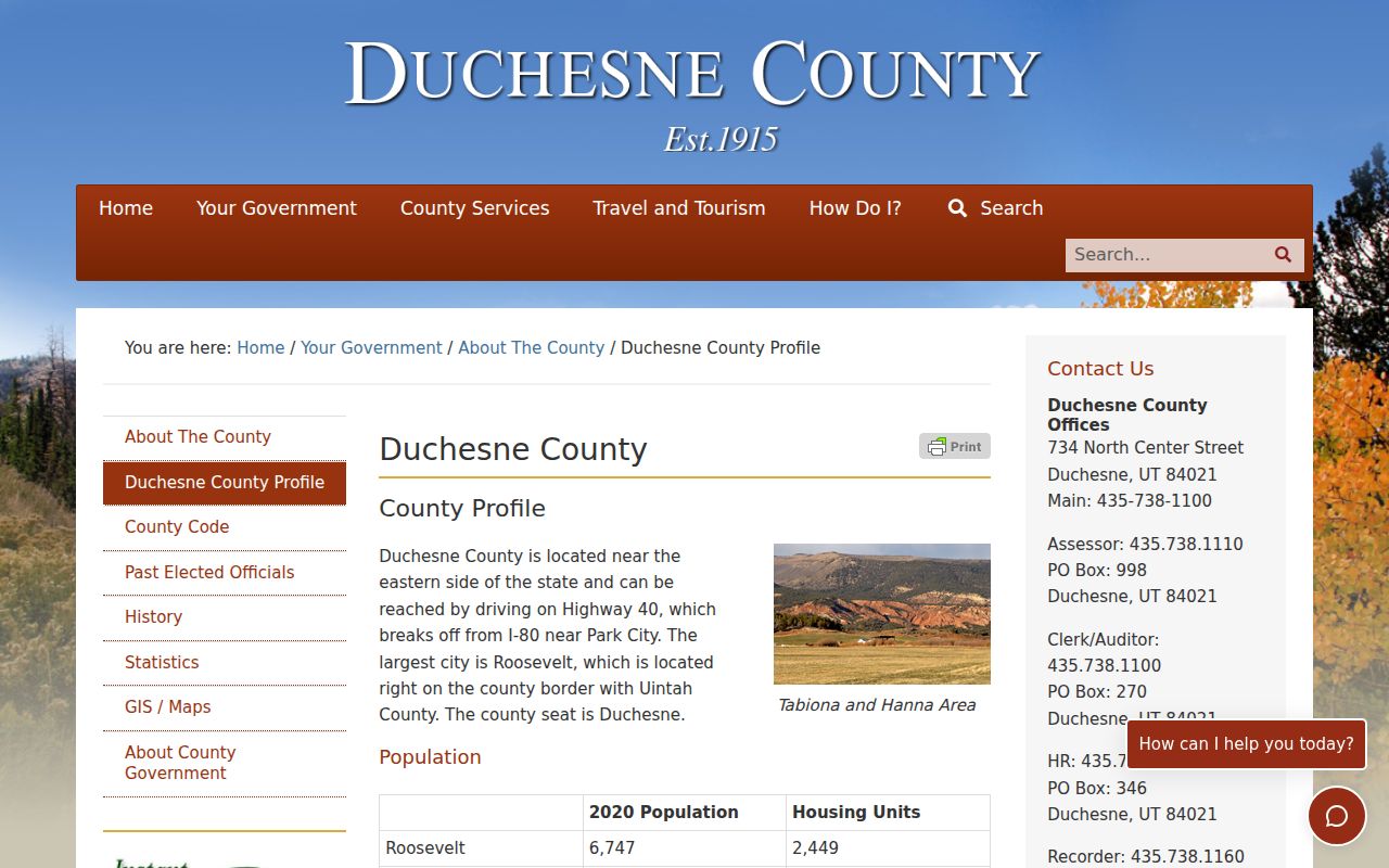 Official Duchesne County profile supporting local court docket context